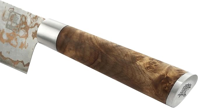 zayiko Damascus Nakiri Knife 6.7 Inch, VG10 Core Vegetable Knife for Chopping, Slicing & Dicing, 67-Layer Copper Damascus Steel, Maple Root Wood Handle, Wooden Gift Box