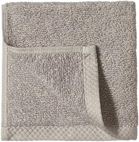 Amazon Basics 100% Cotton Washcloths, Quick-Dry, 12" x 12", Platinum, 12-Pack