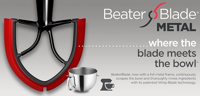 New Metro Design 5L-MGY Medium Flex Edge Beater Blade METAL, compatible w/most KitchenAid 5 Quart Bowl-Lift Stand Mixers, Gray