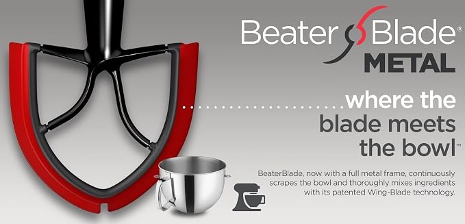 New Metro Design 5L-M Beater Blade METAL, Compatible With Most KitchenAid 5 Quart Bowl-Lift Stand Mixers, Black
