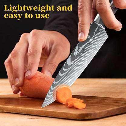 MDHAND 8 Inch Chef Knife, Professional High Carbon Stainless Steel Kitchen Knife with Ergonomic Pakkawood Handle, Ultra Sharp Cooking Knives, Dishwasher Safe, Chef Gifts