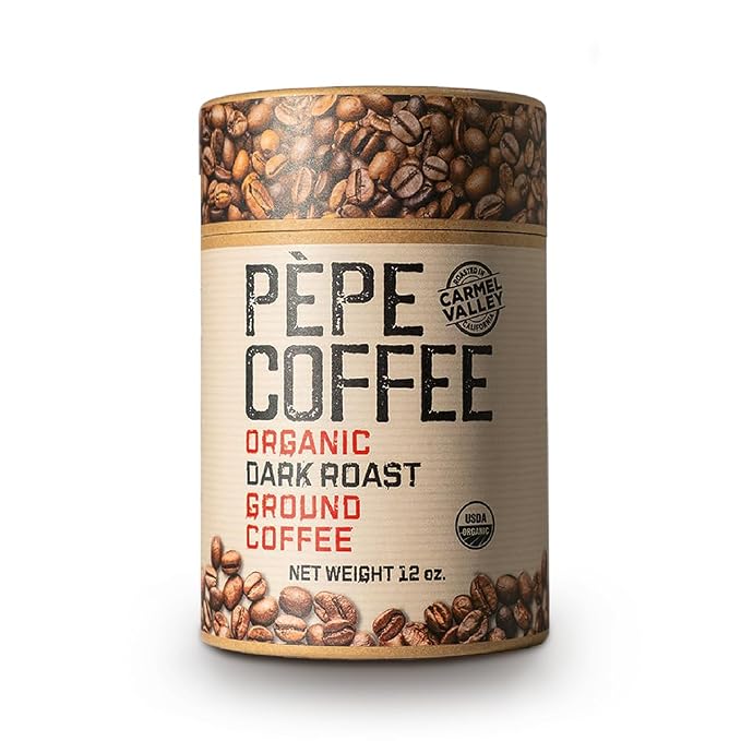 Pepe Coffee Organic Dark Roast Ground Coffee 12 oz 1-pack by Chef Pepe
