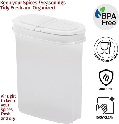 SIGNORA WARE Spice Jars with Lids - 8 oz Refillable Empty Airtight Spice/Seasoning Containers Set -2 in 1 Pour/Sift Shaker Lids Clear Plastic Spice/Seasoning Organizer Kitchen/Travel 2 pk