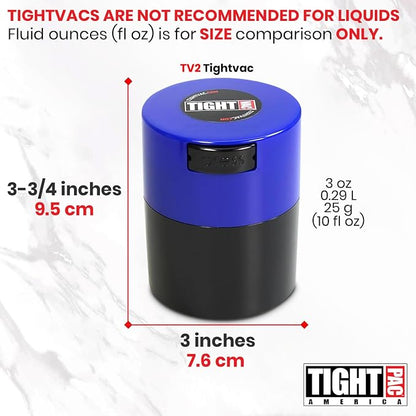 Tightvac - Premium Airtight Herb Storage Container - Holds ½ oz to 3 ounces - Keep Your Herbs and Dry Goods Fresh and Flavorful. Black Blue