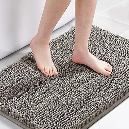 H.VERSAILTEX Bath Mat for Bathroom Non Slip Luxury Chenille Ultra Soft Bath Rugs 24x36 Absorbent Non Skid Shaggy Rugs Washable Dry Fast Plush Area Carpet Mats for Indoor, Bath Room, Tub - Dark Grey