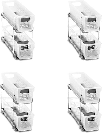 madesmart Mini 2 Tier Organizer, Pack of 4, Frost