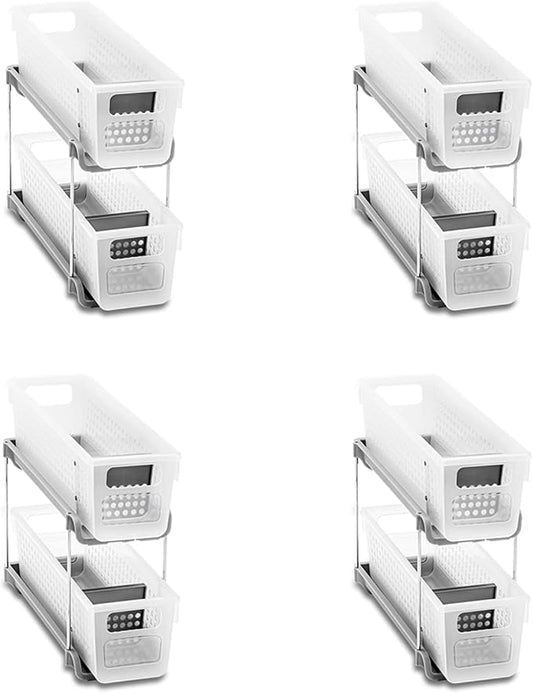madesmart Mini 2 Tier Organizer, Pack of 4, Frost