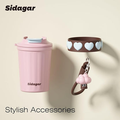 SDGA+ 12 oz Travel Coffee Mug Spill Proof Leak Proof, Stainless Steel Thermal Coffee Cup with Lid, Resuable Cup for Hot and Cold, Portable Tumbler for Women, Light Pink