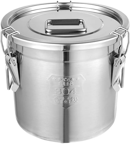 3.2Gal Stainless Steel Canister with Airtight Lid 15-22Lbs Flour Storage Containers for Kitchen Metal Rice Bucket Coffee Canister Dog Food Container Milk Can w/Handles & Sealing Buckles (12L)