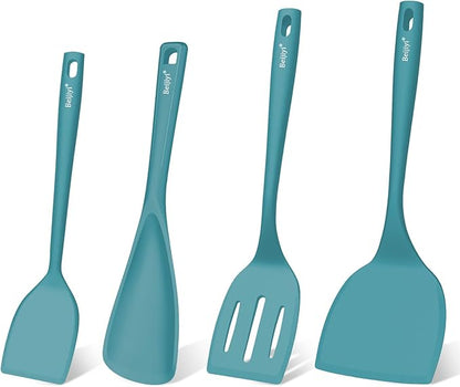 Beijiyi 4 Pack Silicone Spatula Set, High Heat Resistant, For Non-Stick Pan | Food Grade, BPA Free, Scratch-Free, Non-Toxic Kitchen Utensils, Turner Flipper for Cooking, Flipping, Dishwasher Safe