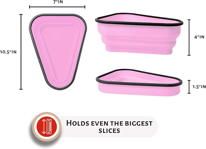 PIZZA PACK The Perfect Reusable Pizza Storage Container with 5 Microwavable Serving Trays - BPA-Free Adjustable Pizza Slice Container to Organize & Save Space, Pink 4 pk