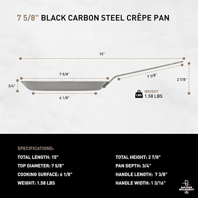 Matfer Bourgeat Black Carbon Steel Crêpe Pan, 7 5/8"
