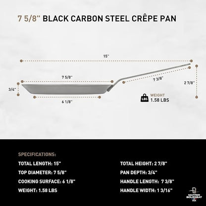 Matfer Bourgeat Black Carbon Steel Crêpe Pan, 7 5/8"