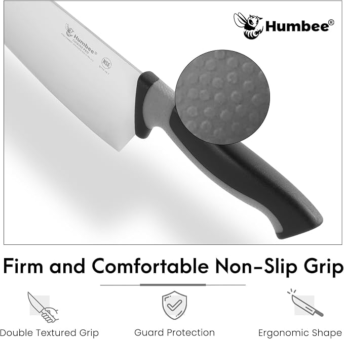 10-Inch Chef Knife, NSF Certified Razor-Sharp High Carbon Stainless Steel Blade – Ergonomic Color Coded Handle, Non-Slip Grip Kitchen Knife, DT-10 Series, Cool Grey