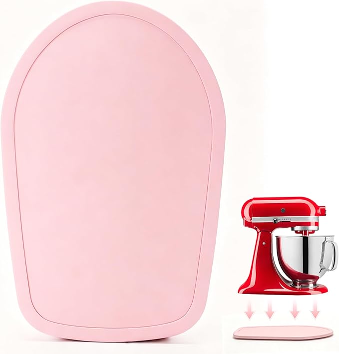 Mixer Slider Mat for Tilt Head Kitchen Aid 4.5-5 Qt Stand Mixer, Wood Appliance sliding mat for kitchenaid Artisan 4.5-5 Qt, Kitchen Countertop Storage Accessories Mixer Moving Tray attachments, Pink