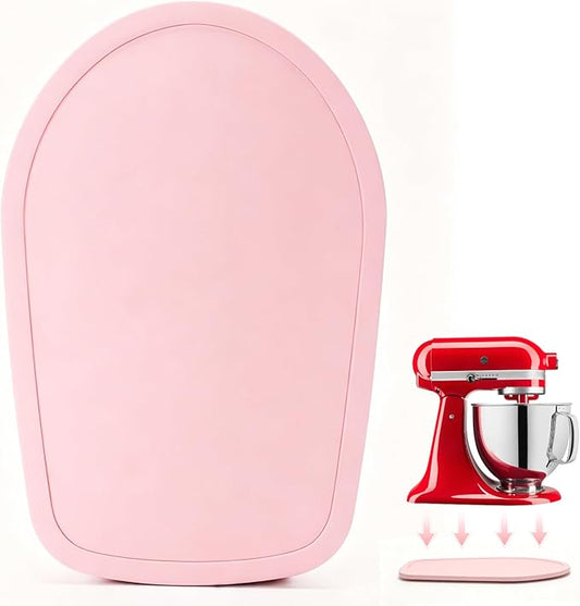 Mixer Slider Mat for Tilt Head Kitchen Aid 4.5-5 Qt Stand Mixer, Wood Appliance sliding mat for kitchenaid Artisan 4.5-5 Qt, Kitchen Countertop Storage Accessories Mixer Moving Tray attachments, Pink