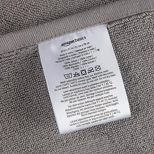 Amazon Basics Banded Bathroom Bath Rug Mat, Machine Washable, 100% Cotton, 31" x 20", Powder Gray (Pack of 2)