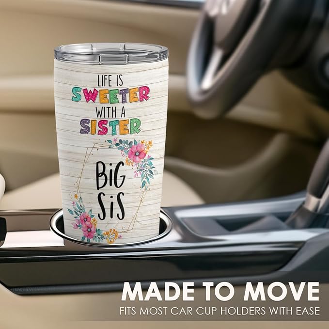 Sister Gifts - Sister Stainless Steel 20oz Tumbler, Insulated Travel Mug, Gifts for Birthday, Christmas, Women, Girls, Best Friends