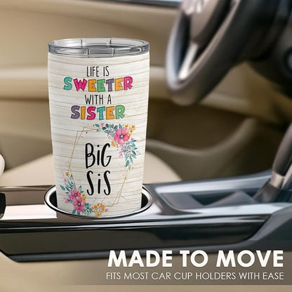 Sister Gifts - Sister Stainless Steel 20oz Tumbler, Insulated Travel Mug, Gifts for Birthday, Christmas, Women, Girls, Best Friends
