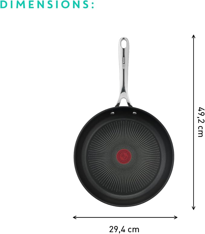 T-Fal x Jamie Oliver Nonstick Coated Stainless Steel Pan 11-Inch, Induction Compatible, Oven Safe up to 500°F, Chef's Stainless Steel Skillet, Frying Pan, Silver