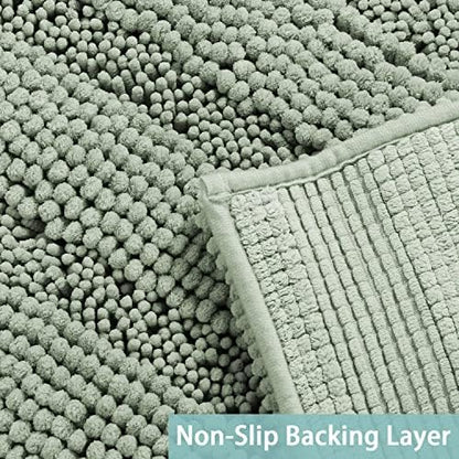 Turquoize Small Bathroom Rug 17x24, Soft Absorbent Chenille Bath Rug, Sage