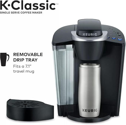 Keurig K-Classic Single Serve K-Cup Pod Coffee Maker, with 3 Brew Sizes, 48oz Removable Reservoir, Black (Renewed)