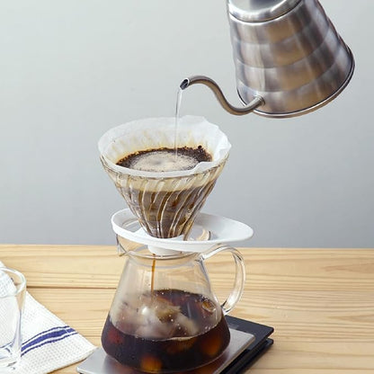 HARIO VDGR-02-W V60 Heat-resistant Glass Transmission Dripper 02 for 1 to 4 Cups, White, Made in Japan