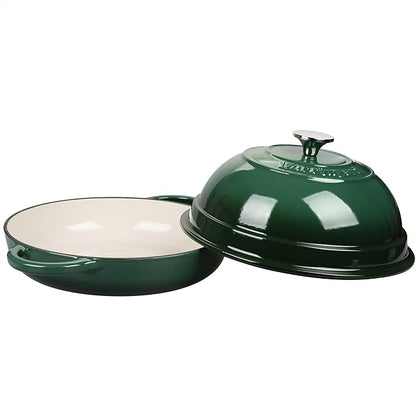 VORRINGARD Cast Iron Enameled Dutch Oven Pot with Lid for Bread Baking, Bread Oven, 6 Quart, Dark Green