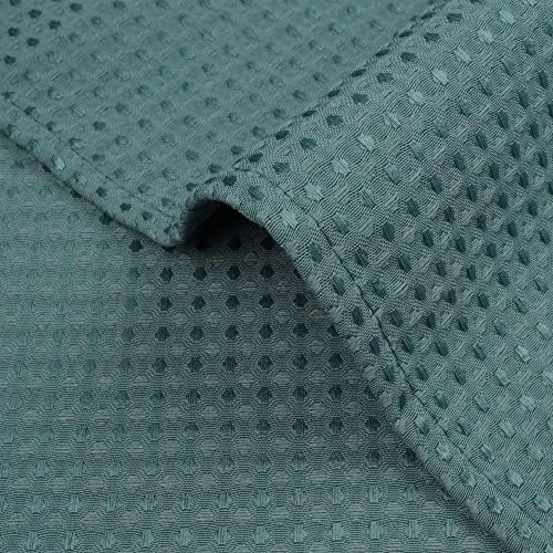 River Dream Heavyweight Waffle No Hook Shower Curtain with Liner,Teal,71x74
