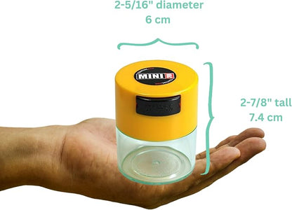 Minivac - 10g to 30 grams Airtight Multi-Use Vacuum Seal Portable Storage Container for Dry Goods, Food, and Herbs - Clear Yellow
