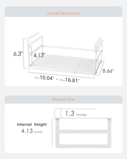 Under Shelf Storage Basket, 2-Pack Under Cabinet Shelf Organizer | Expandable Hanging Basket Holds 35 lbs Add-On Kitchen Pantry Cupboard Counter Laundry 10.04-16.81" W x 8.66" Dx 4.13" H
