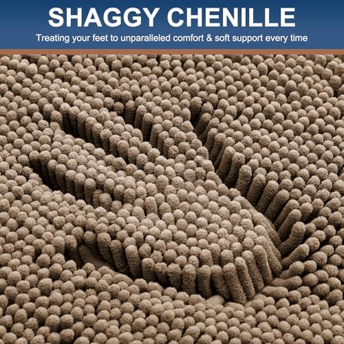 Smiry Bathroom Rugs 34X21, Luxury Chenille Extra Soft Absorbent Bath Mat