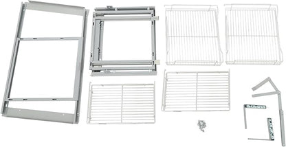 Pull-Out Cabinet Organizer, 2-Tier Left or Right Corner Kitchen Cabinet Organizer, Slide Out Drawer, Stainless Steel, Grey Silver, 4 Baskets, for Pantry, Kitchen, Apartment, Home Storage