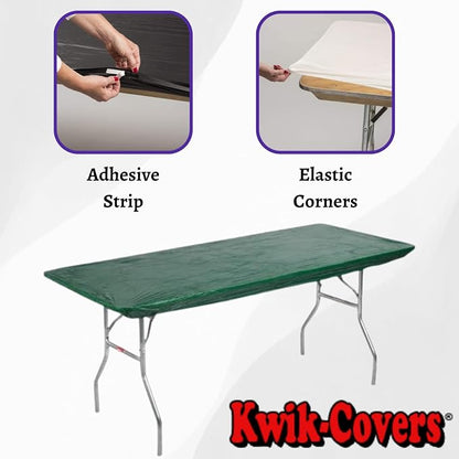 Kwik-Covers 8' Rectangle Plastic Table Covers 30" x 96", Bundle of 5 (Hunter Green)
