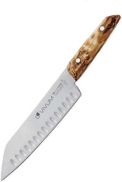 F. DICK - VIVUM Santoku Rust-Proof Knife - Knife with 7" blade & 58 HRC- Ideal for meat, fruit & vegetables - Stainless steel - Ultra sharp - Birchwood handle - Made in Germany