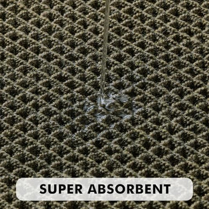 MIULEE Set of 2 Waffle Bathroom Rugs Bordered Mat Green 17"x24"+18"x30"