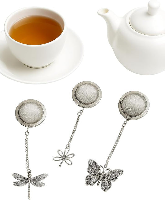 Dragonfly and Butterfly Tea Infuser for Loose Leaves, Metal Teaballs Set of 3