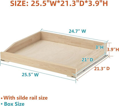 Pull Out Cabinet Drawer 25½” W x 21” D, Soft Close Pull Out Cabinet Organizer, Bottom Assembly