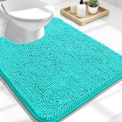 OLANLY Toilet Rugs U-Shaped 24x20, Soft Absorbent Chenille Contour Rugs