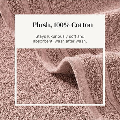 Modern Threads 6 Piece Bath Towel Set – Bathroom Towel Set with 2 Bath Towels, 2 Hand Towels & 2 Washcloths – 100% Cotton, Soft & Absorbent – Diamond Border (Blush)
