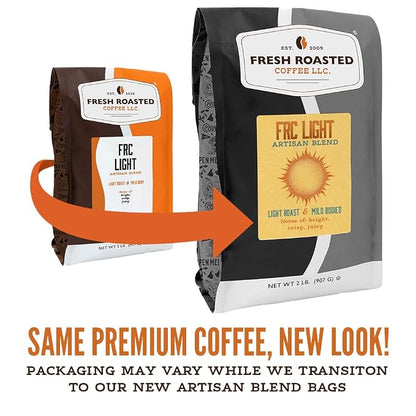 Fresh Roasted Coffee, FRC Light Roast Blend Whole Bean Coffee, Light Roast, Kosher, 5 lb (80 oz)