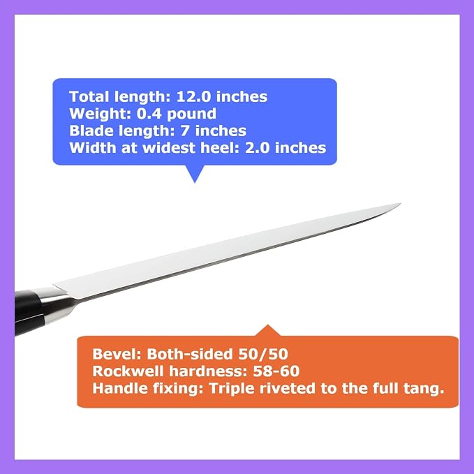 Japanese Multi Purpose Chef Knife INOX AUS-8A Stainless Steel Black Pakkawood Handle, Santoku 7-inch (180mm)