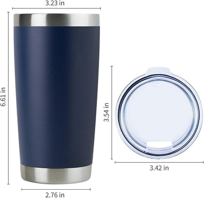 DOMICARE 20oz Stainless Steel Tumbler Bulk with Lid, Double Wall Vacuum Insulated Travel Mug, Powder Coated Coffee Cup, Powder Navy, 8 Pack