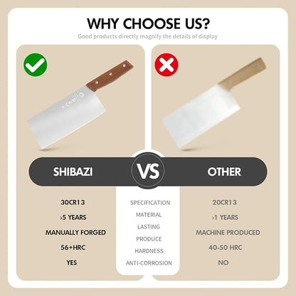 SHI BA ZI ZUO 2 PCS Chinese Kitchen Knife and Santoku Knife Kitchen Knife Set Chef Knife for Cutting Meat and Vegetables,with Ergonomic Design Wooden Handle