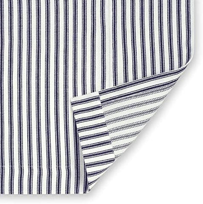 Navy Blue and White Ticking Stripe Woven Cotton Shower Curtain 72 Inches W x 72 Inches L