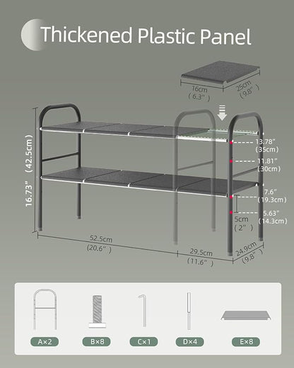 NETEL Under Sink Organizers and Storage, 2 Tier Expandable Under Cabinet Organizer Shelf with 8 Removable Panels,Expandable Shelf for Cupboard,Kitchen,Bathroom,Shoe Storage Rack