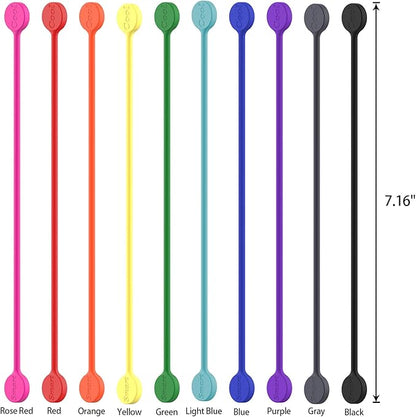 SMART&COOL Reusable Silicone Magnetic Cable Ties for Bundling and Organizing, Holding Stuff, Book Markers, Fridge Magnets, Assorted Color, 7.16'' (10-Pack,Orange)