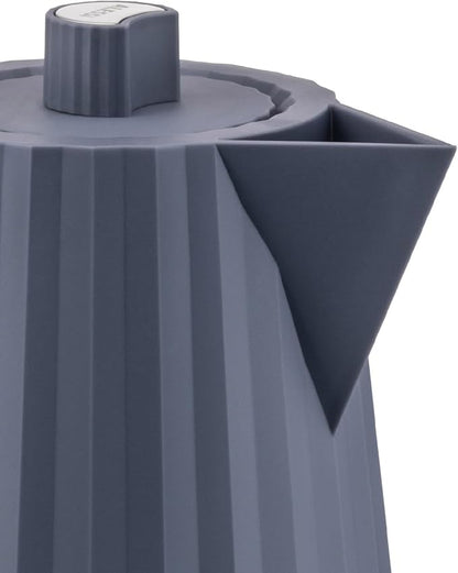 Alessi Plissé MDL06 G/UK Designer Electric Kettle, Thermoplastic Resin, English Plug 2400W, 170 cl, Grey
