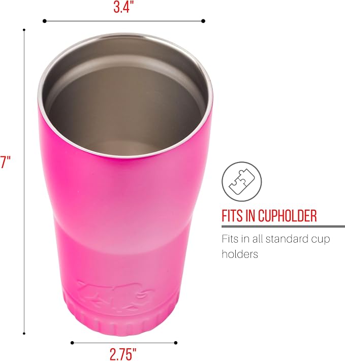 Silver Buffalo Double Walled Vacuum Insulated Stainless Steel Tumbler With Easy Sip Lid Keeps Hot and Cold, Travel Coffee Mug Clear Lid, 20 Ounces, Matte Pink