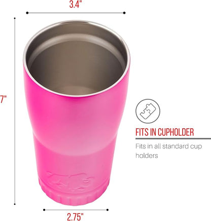Silver Buffalo Double Walled Vacuum Insulated Stainless Steel Tumbler With Easy Sip Lid Keeps Hot and Cold, Travel Coffee Mug Clear Lid, 20 Ounces, Matte Pink